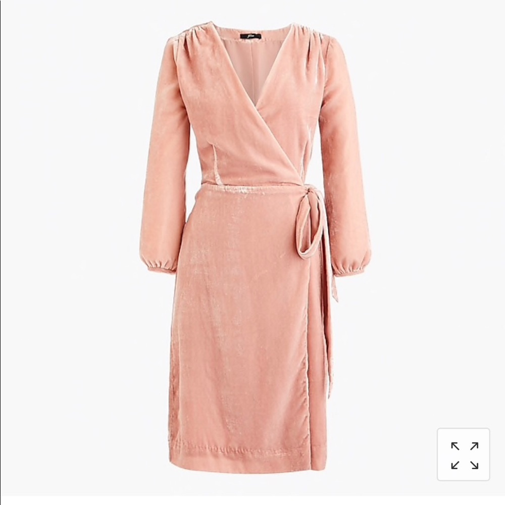 Drapey velvet wrap dress in seashell